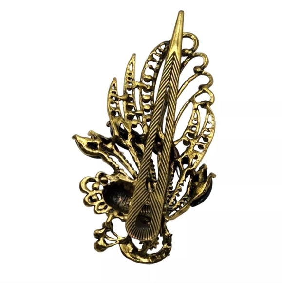 Rhinestone Peacock Hair Clip Multicolor Rainbow Bird Barrette Sparkly Statement - Picture 2 of 5